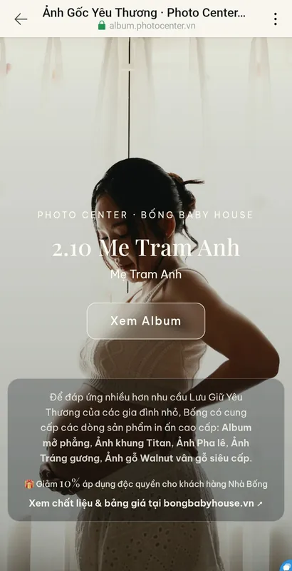 Màn hình album ảnh gốc của khách chụp bầu tại nhà — Bống Baby House (1)