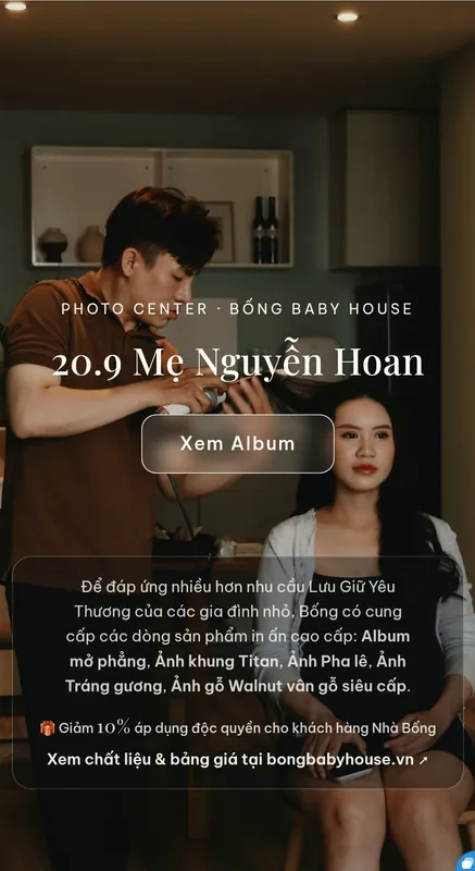Màn hình album ảnh gốc của khách chụp bầu tại nhà — Bống Baby House (7)