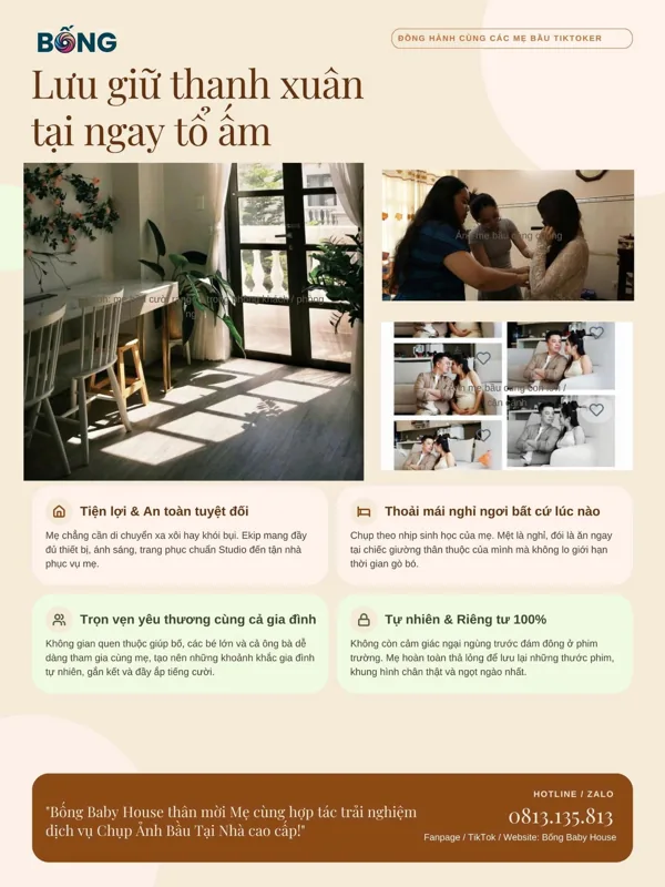 Poster chương trình Lưu giữ thanh xuân tại ngay tổ ấm — Bống Baby House đồng hành cùng các Mẹ Bầu TikToker
